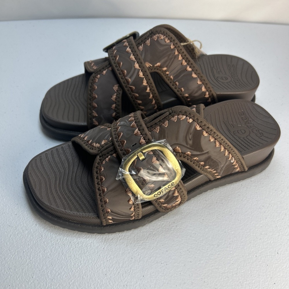 COFACE Women's Orthopedic Slide Sandals Size 8 Brown Arch Support NIB Plantar